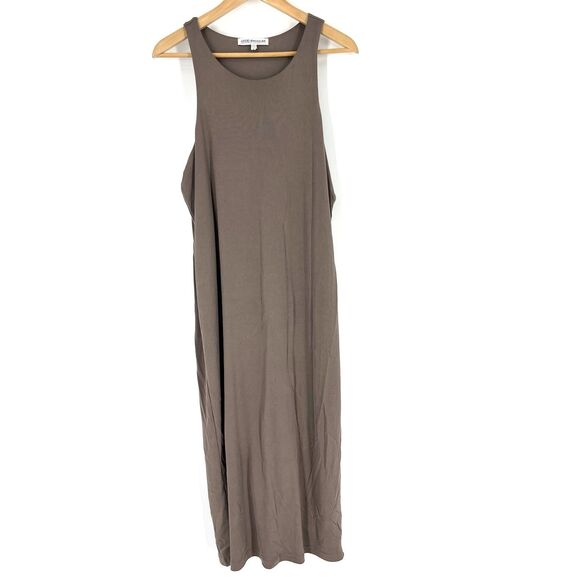Good American Dresses & Skirts - Good American Tank Dress Size 6 US 3X Latte Brown Bodycon Midi Stretch High Neck